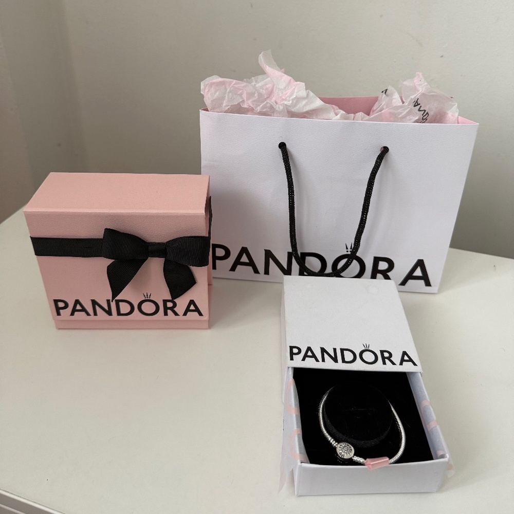 New Pandora Moments Sparkling Crown O Snake Chain Bracelet